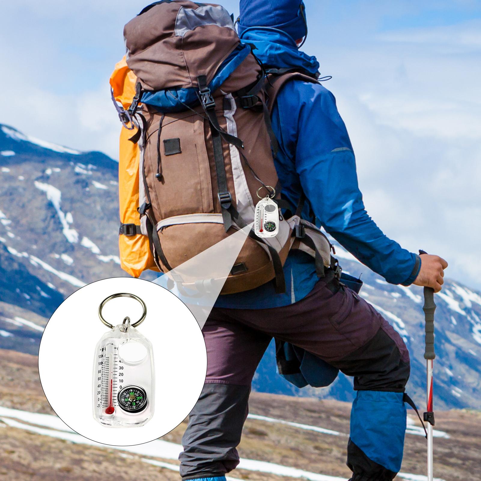 Hunting Outdoor Thermometer - Tragbarer Outdoor-Schlüsselanhänger mit Kompass und Thermometer,