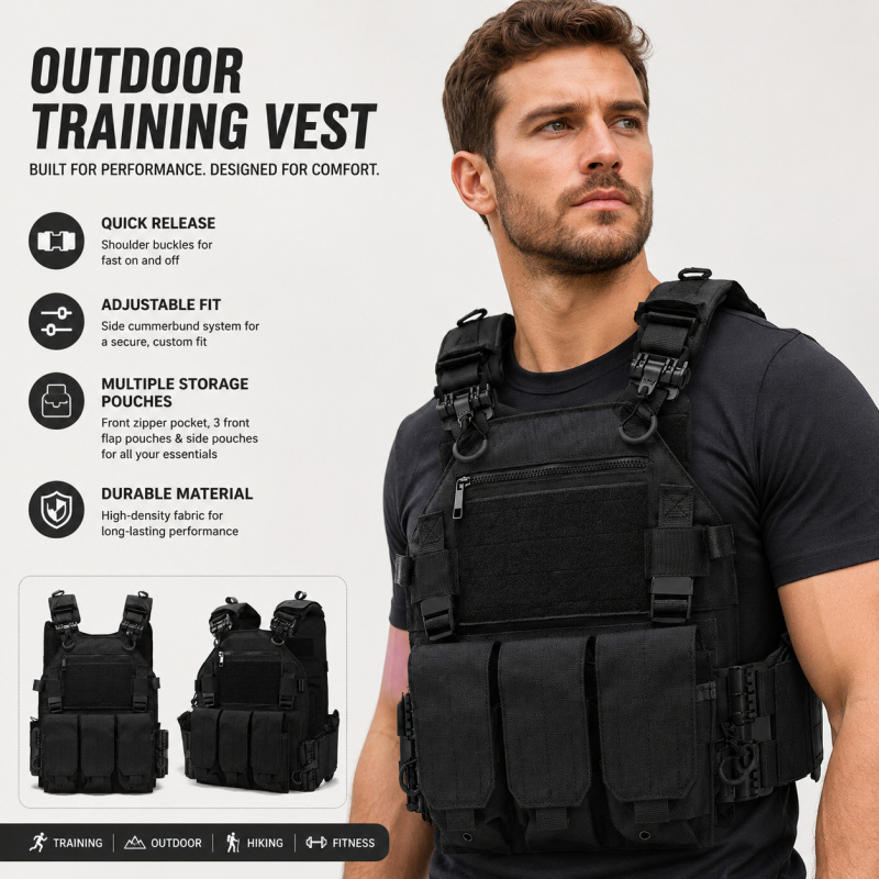 Outdoor Hunting Magazines - Taktische Weste aus Polyester mit Dreifach-Magazintasche