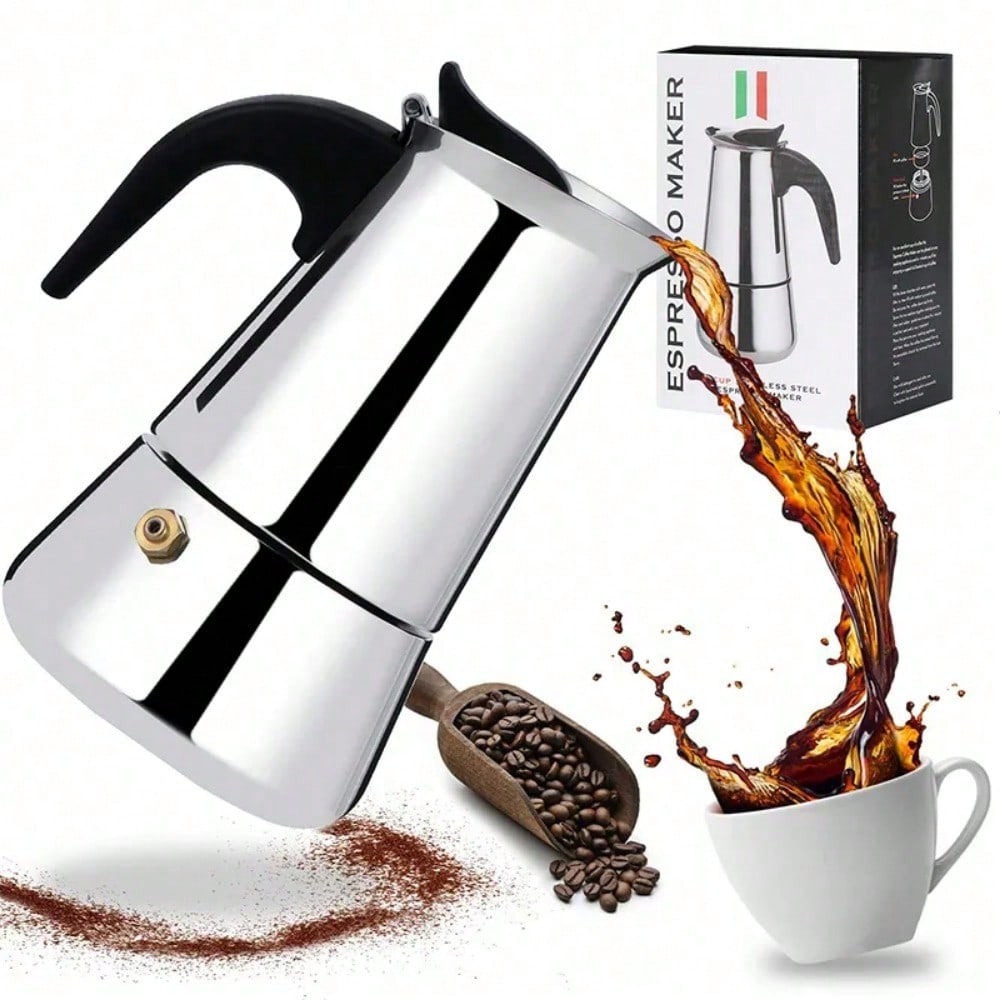 Outdoor Hunting Kitchen - 12Cup Kaffeemaschine Edelstahl Espressomaschine 600ML Moka