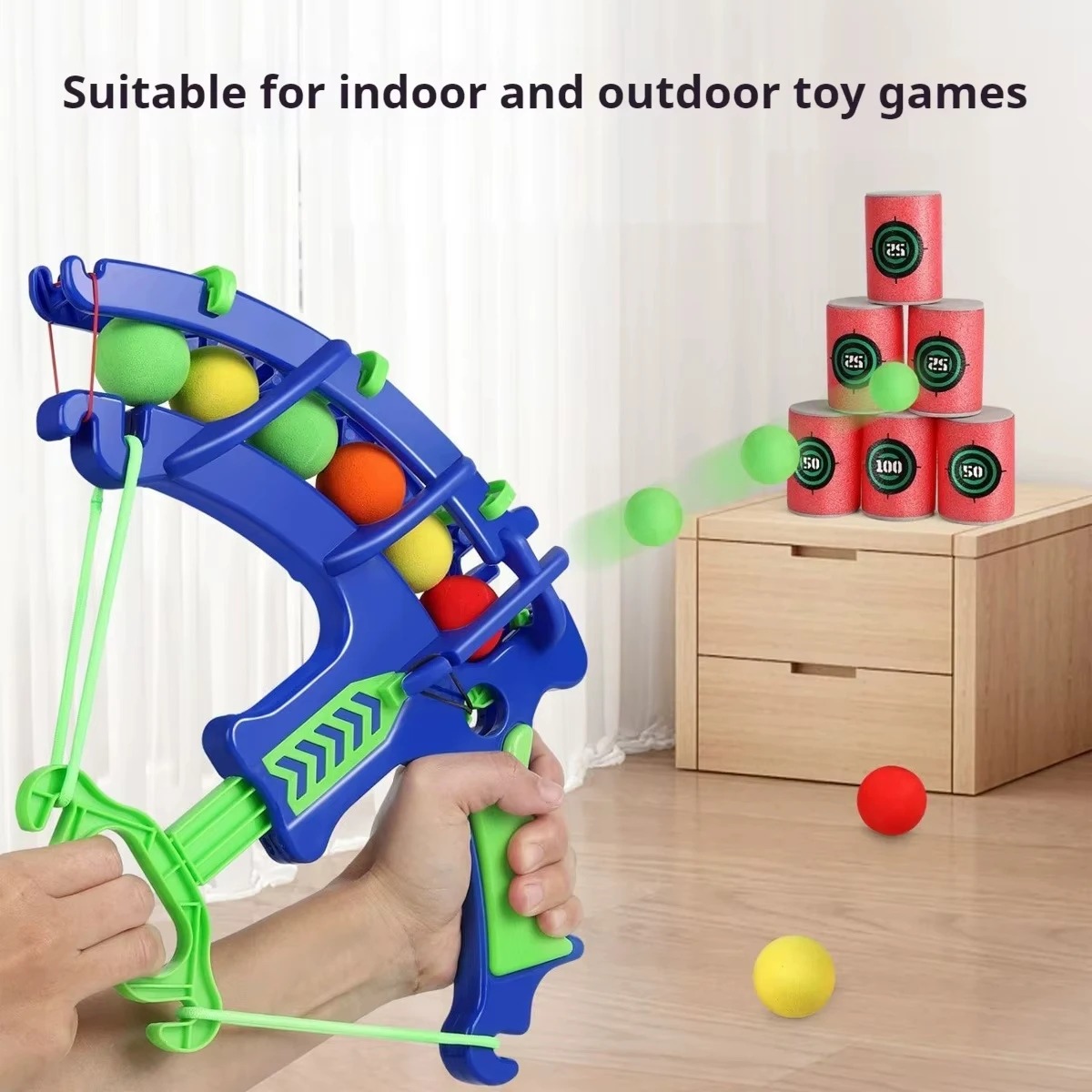 Outdoor Hunting Toys - Sport-Schleuder-Zielscheiben-Seifenblasenpistole mit weichen Bällen – Automatischer
