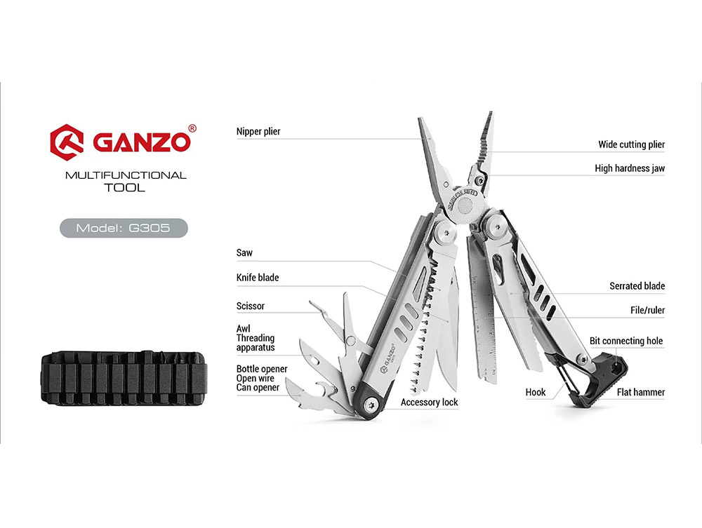 Knife Hunting Fixed Blade - Ganzo G305 G305-B Multitools DIY Multifunktionswerkzeug