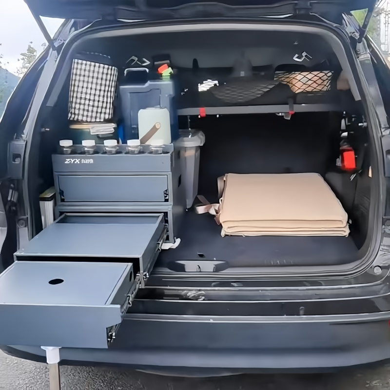 Outdoor Hunting Kitchen - Camping-Küchen-Aufbewahrungsbox Ausziehbare Overland-Küchenbox Kofferraum-Teleskop-Edelstahl-Küchenbox SUV-Kofferraum-Organizer