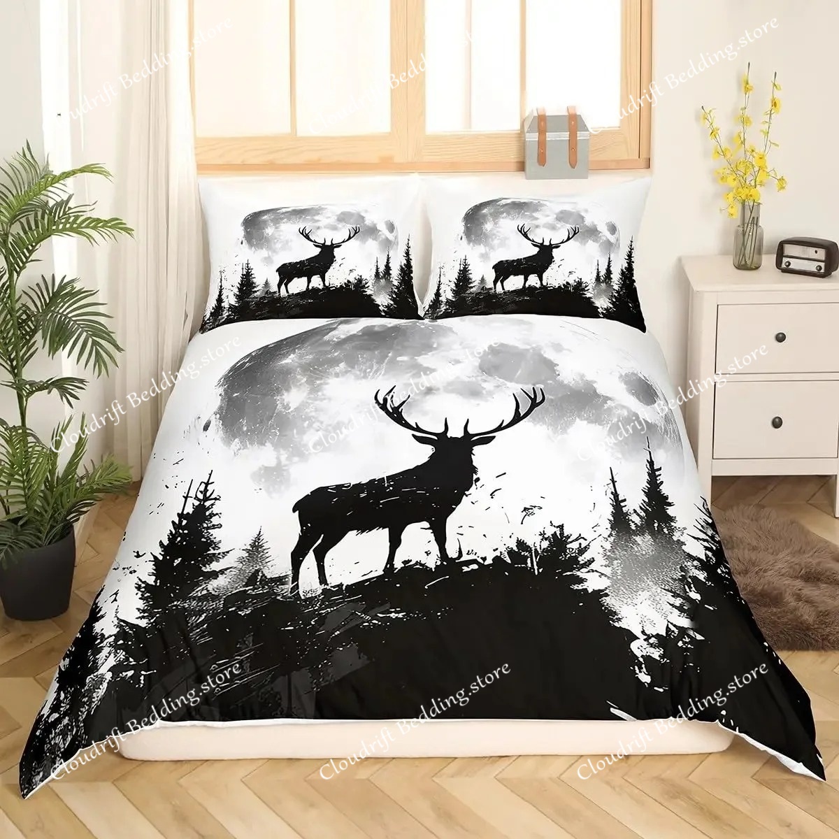 Hirsch- und Elch-Bettbezug für – Hunting And Camping In Forest Bewertung und Preis