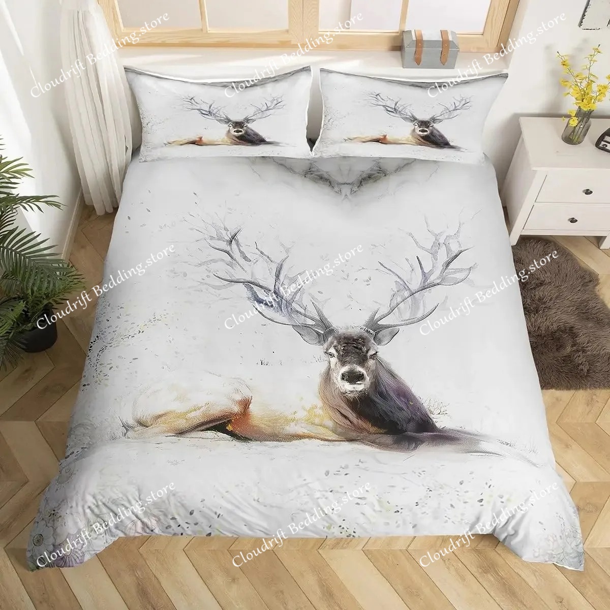 Hirsch- und Elch-Bettbezug für – Hunting And Camping In Forest Bewertung und Preis