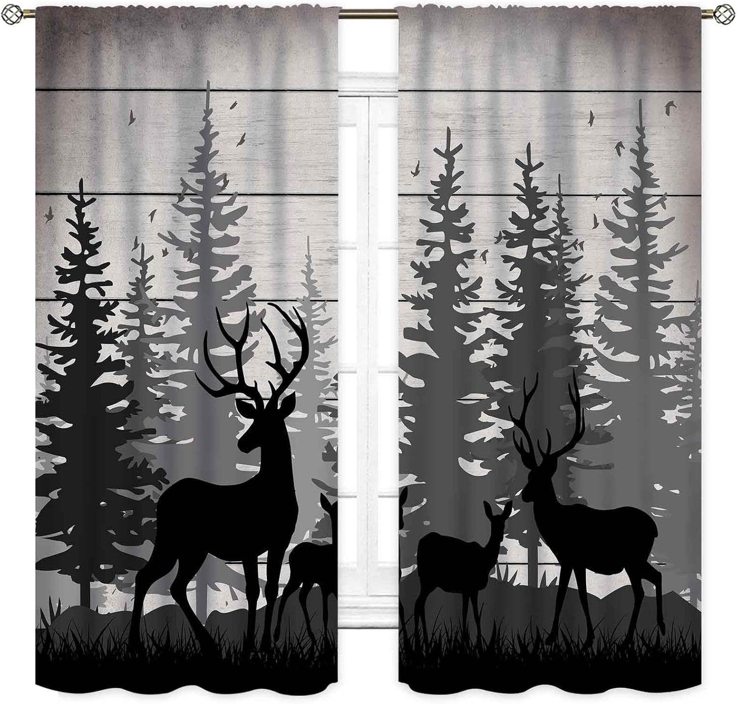 Rustikale Hirschvorhänge, Baue – Hunting And Camping In Forest Bewertung und Preis
