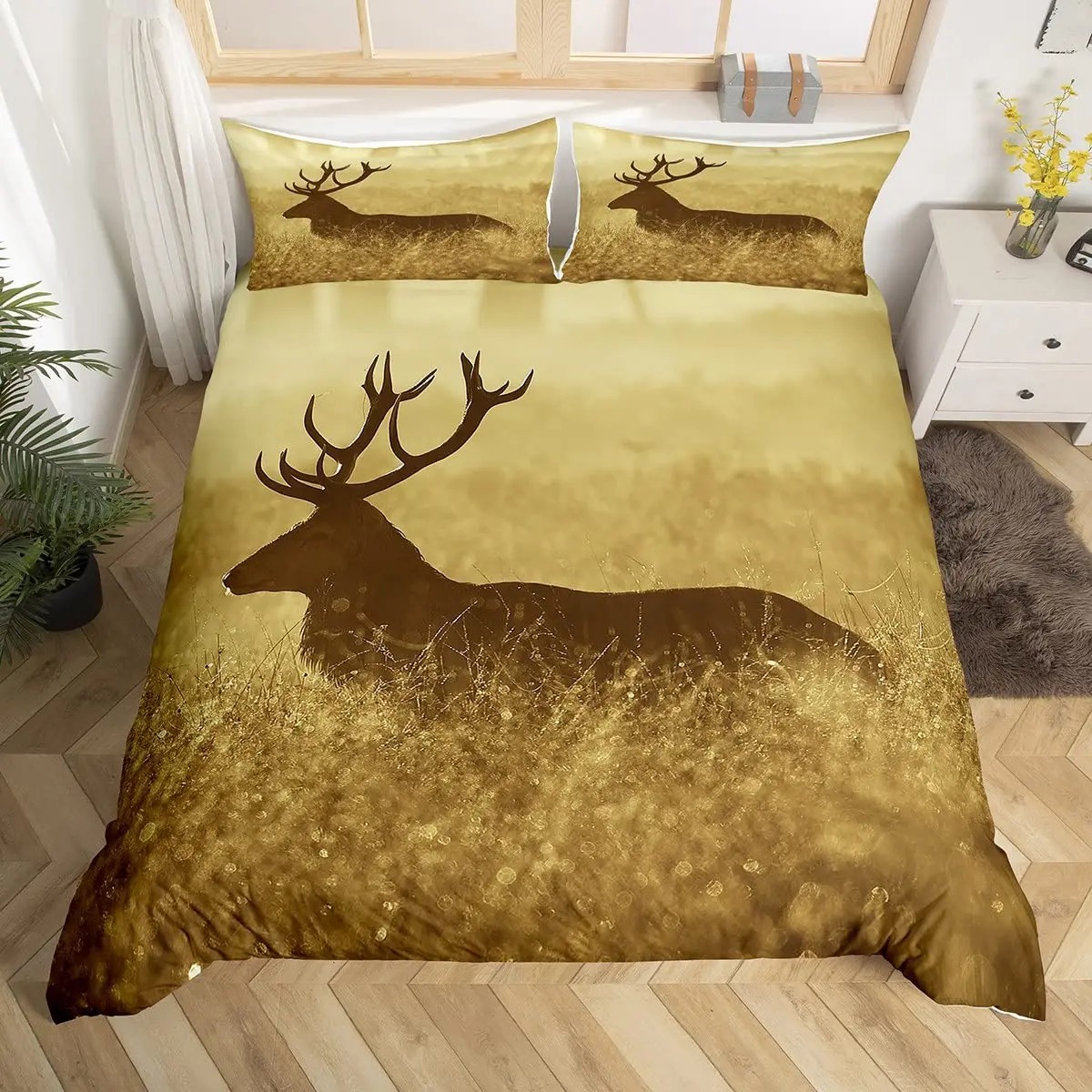 Hirsch Elch Bettbezug King Que – Hunting And Camping In Forest Bewertung und Preis